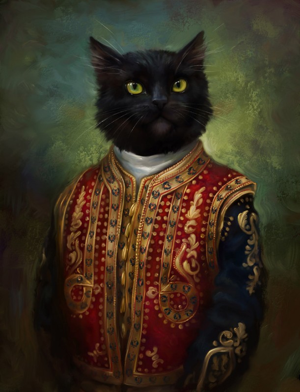 The series of Hermitage's court cats portraits stylized as classical oil paintings by Eldar Zakirov